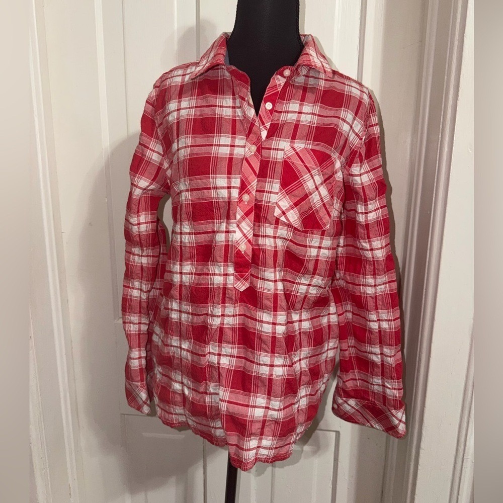 Women's size large shirt Tommy Hilfiger Red and White Checkered Shirt top blouse